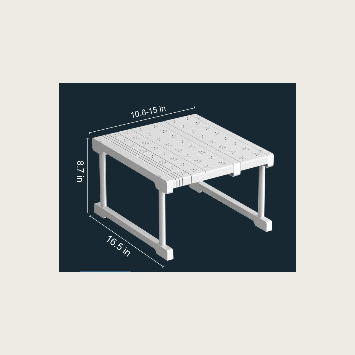 Frame depth and height: 10.6-15 in wide, 8.7 in high, 16.5 in deep