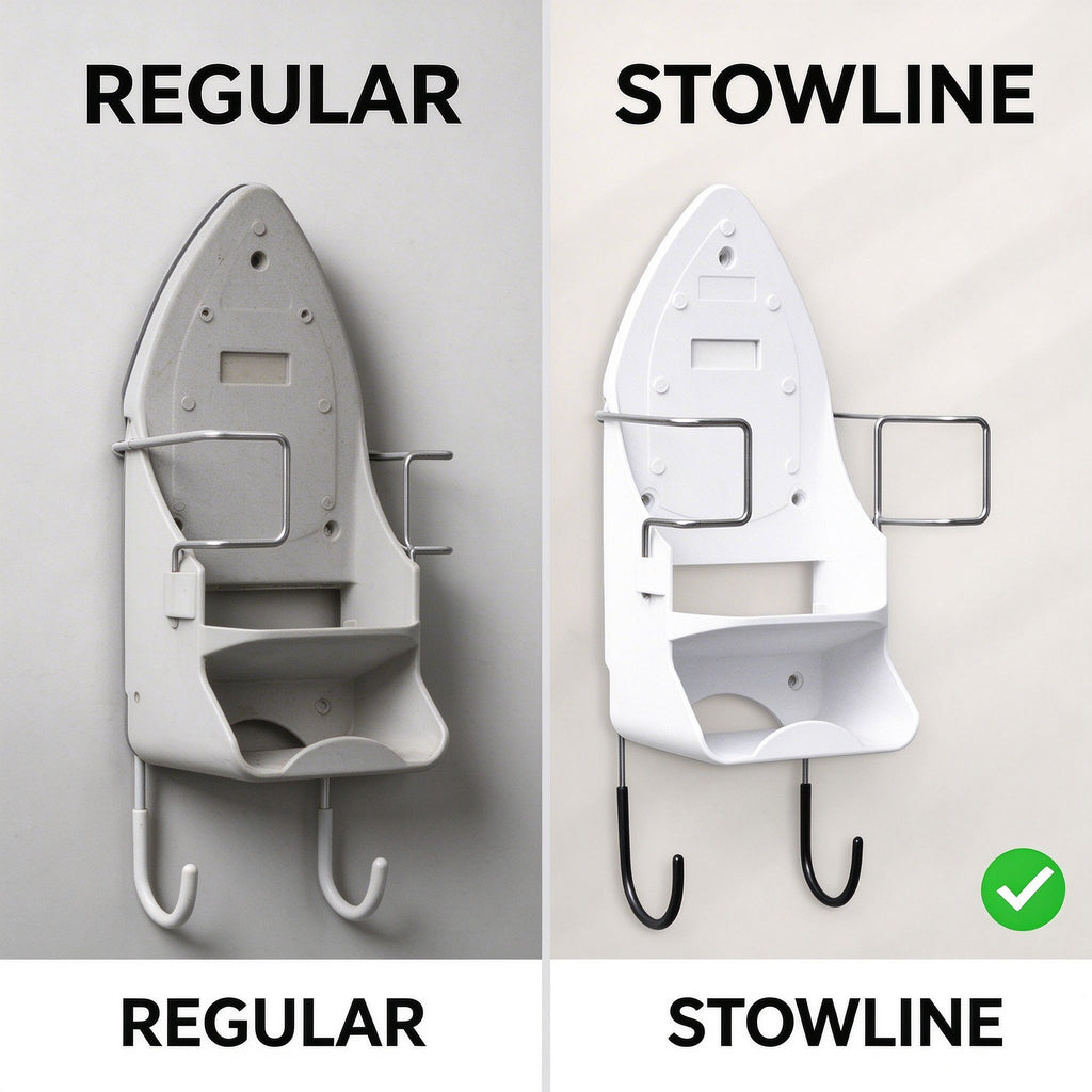 Regular versus Stowline comparison of the ironing board wall holder