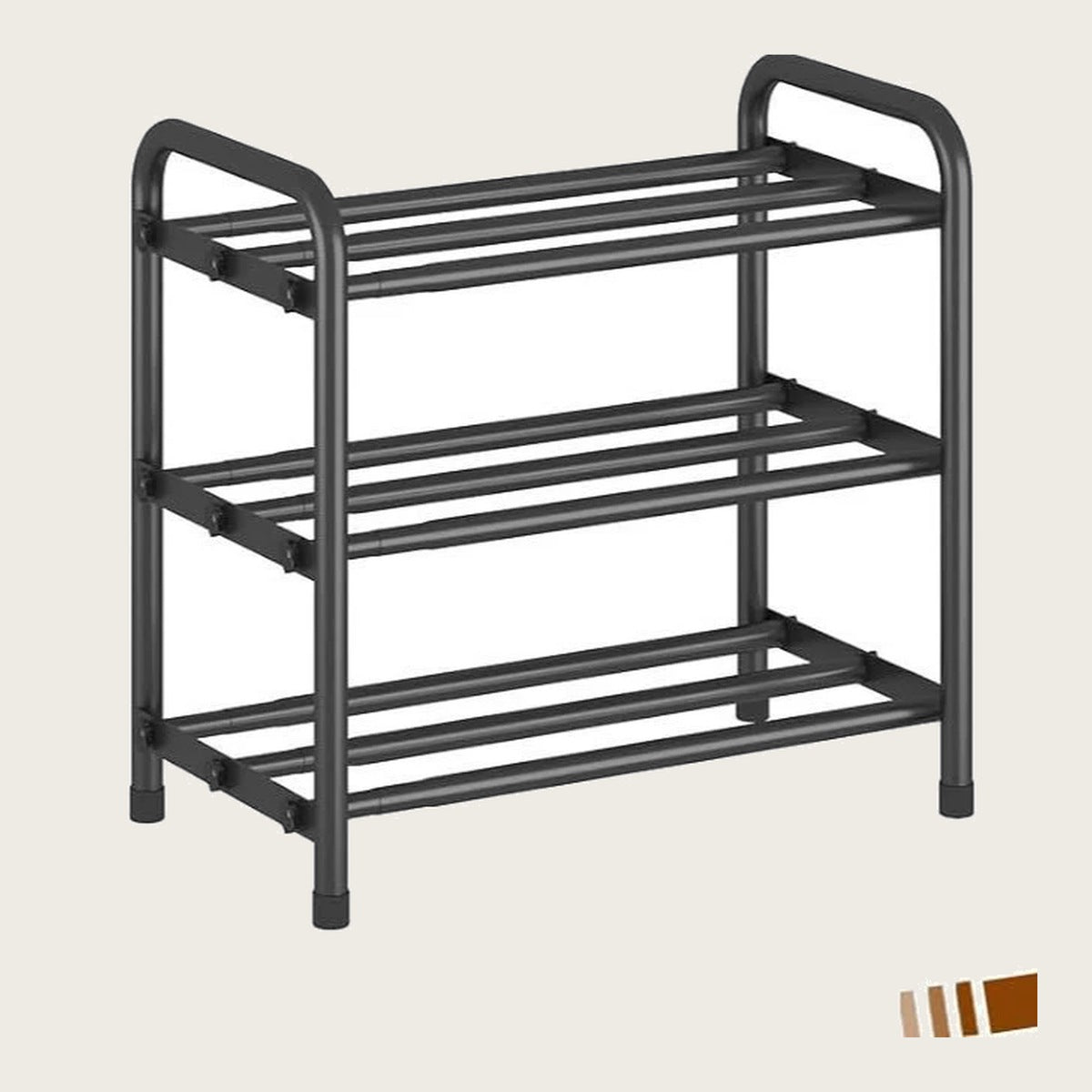 Expandable 3-tier shoe rack, metal frame, 17.7 to 31.5 in wide