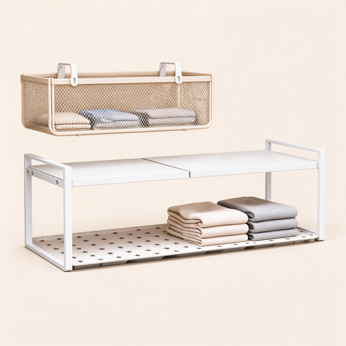 3-Piece Closet Storage Set - Shoe Rack, Shelf Tray, Basket