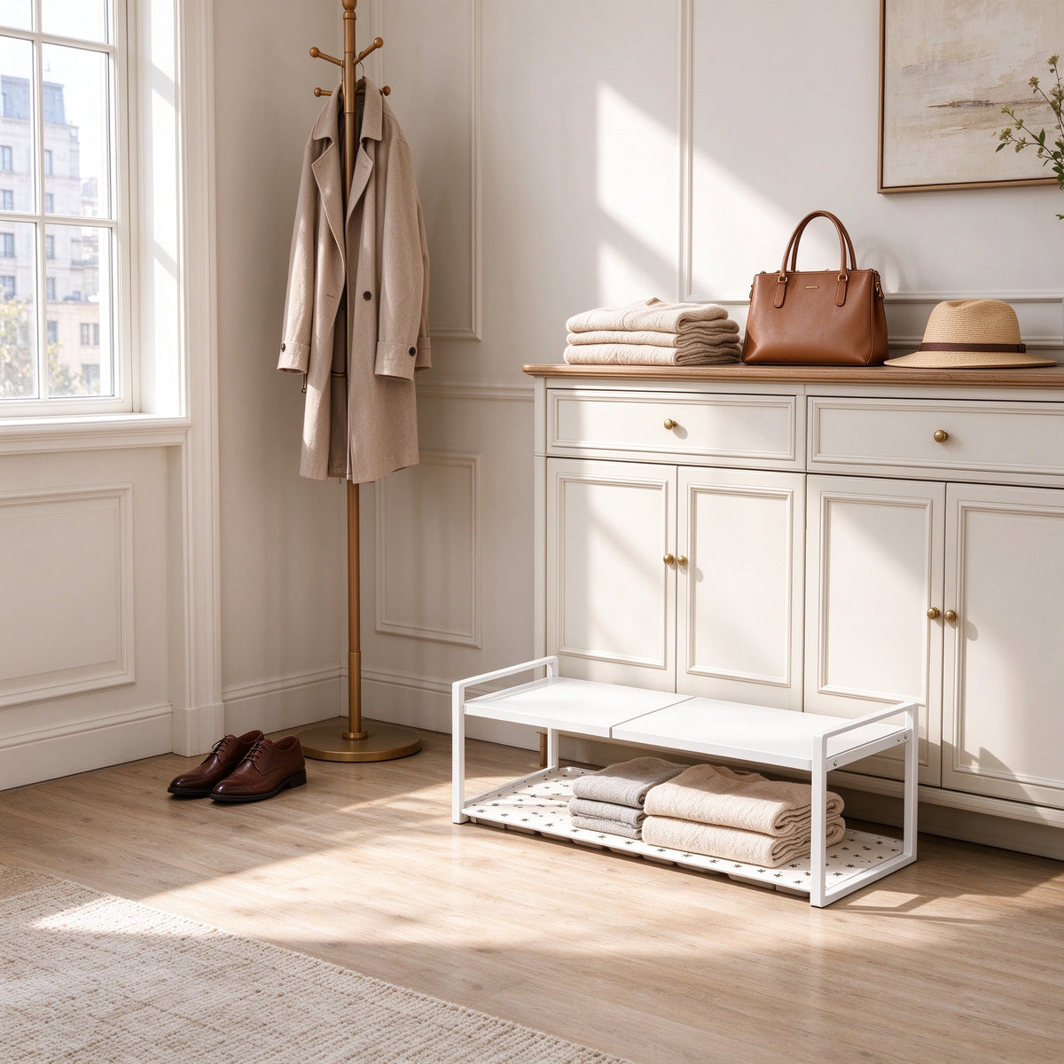 3-Piece Closet Storage Set - Shoe Rack, Shelf Tray, Basket
