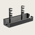 Under-desk cable tray in black powder-coated steel mesh