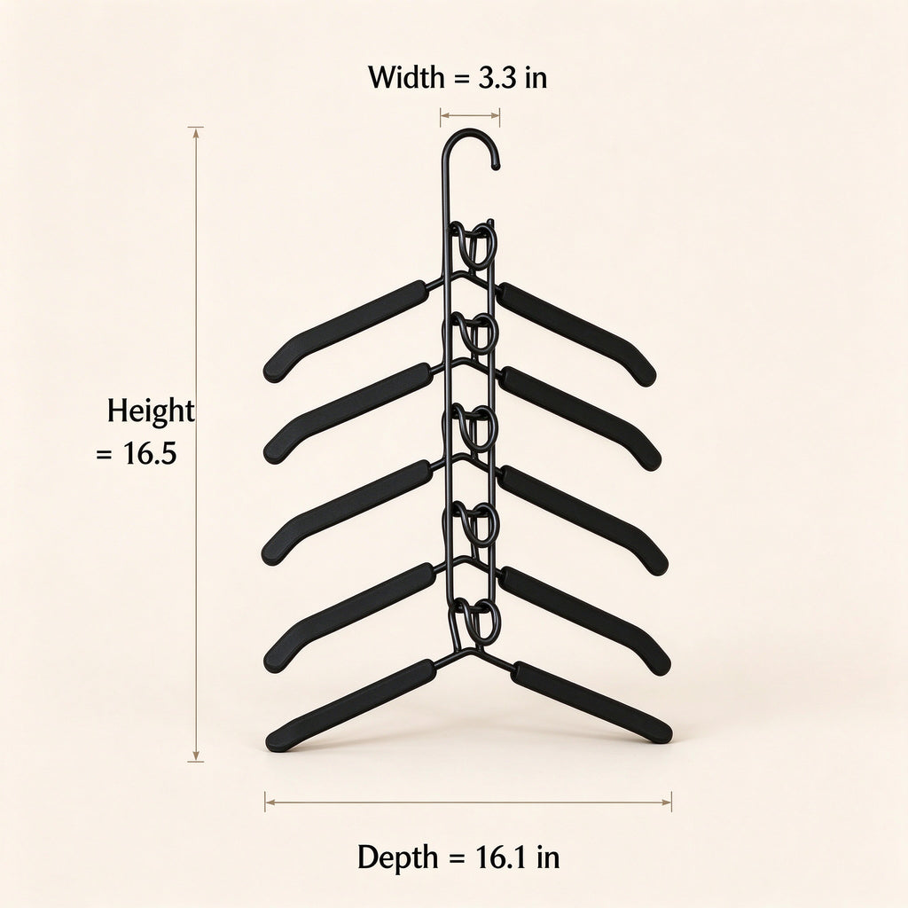 5-Tier Space-Saving Hanger, 16.1 in, Iron and Foam
