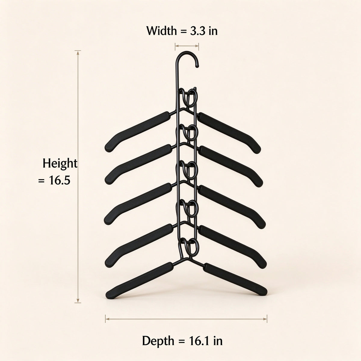 5-Tier Space-Saving Hanger, 16.1 in, Iron and Foam