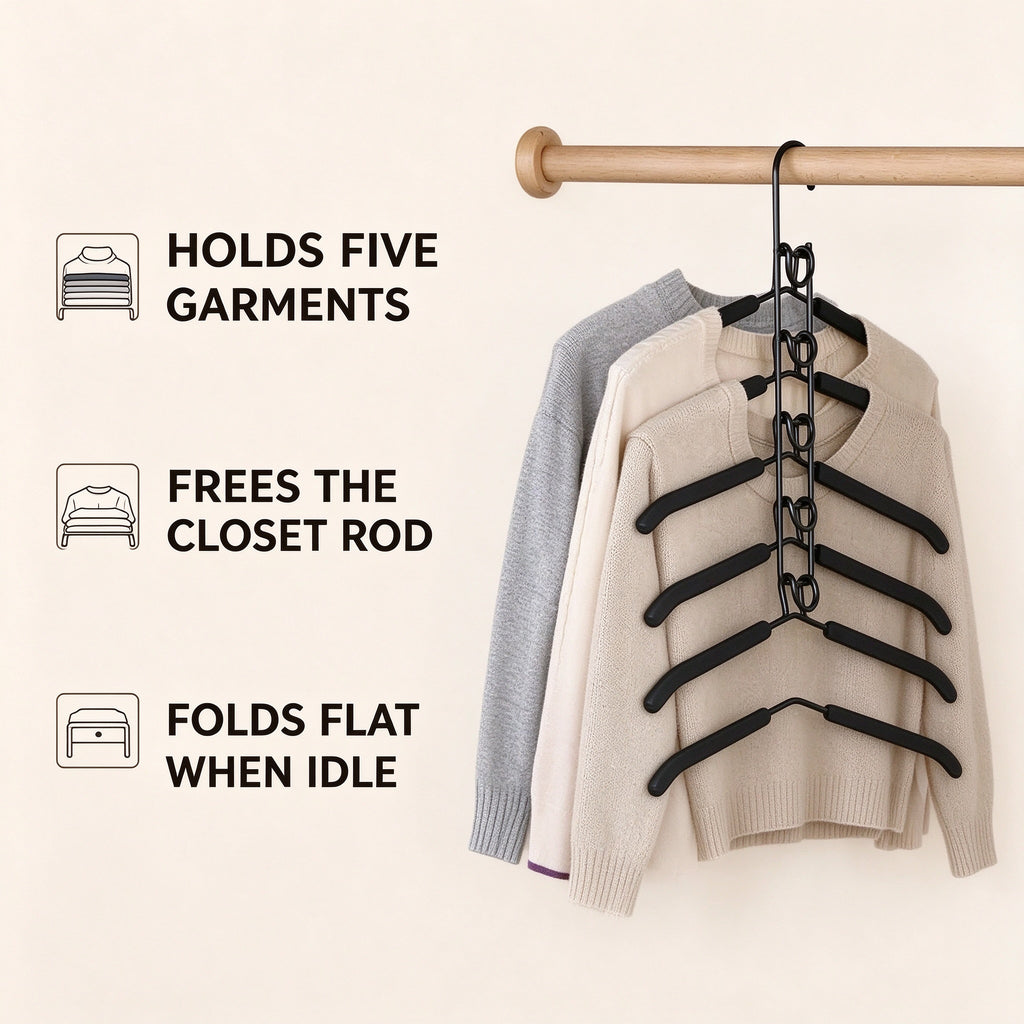 5-Tier Space-Saving Hanger, 16.1 in, Iron and Foam