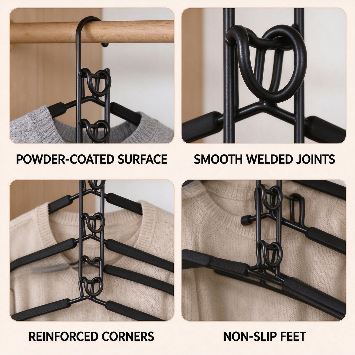 5-Tier Space-Saving Hanger, 16.1 in, Iron and Foam