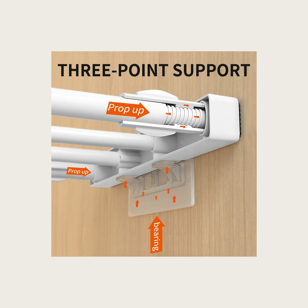 Three-point support bracket - no drilling, no tools