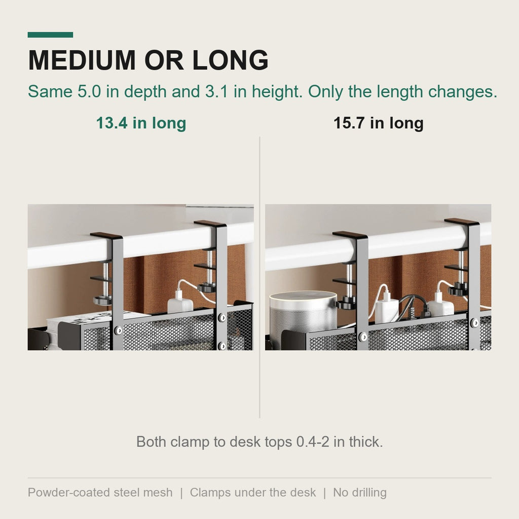 Medium 13.4 in and large 15.7 in trays compared side by side