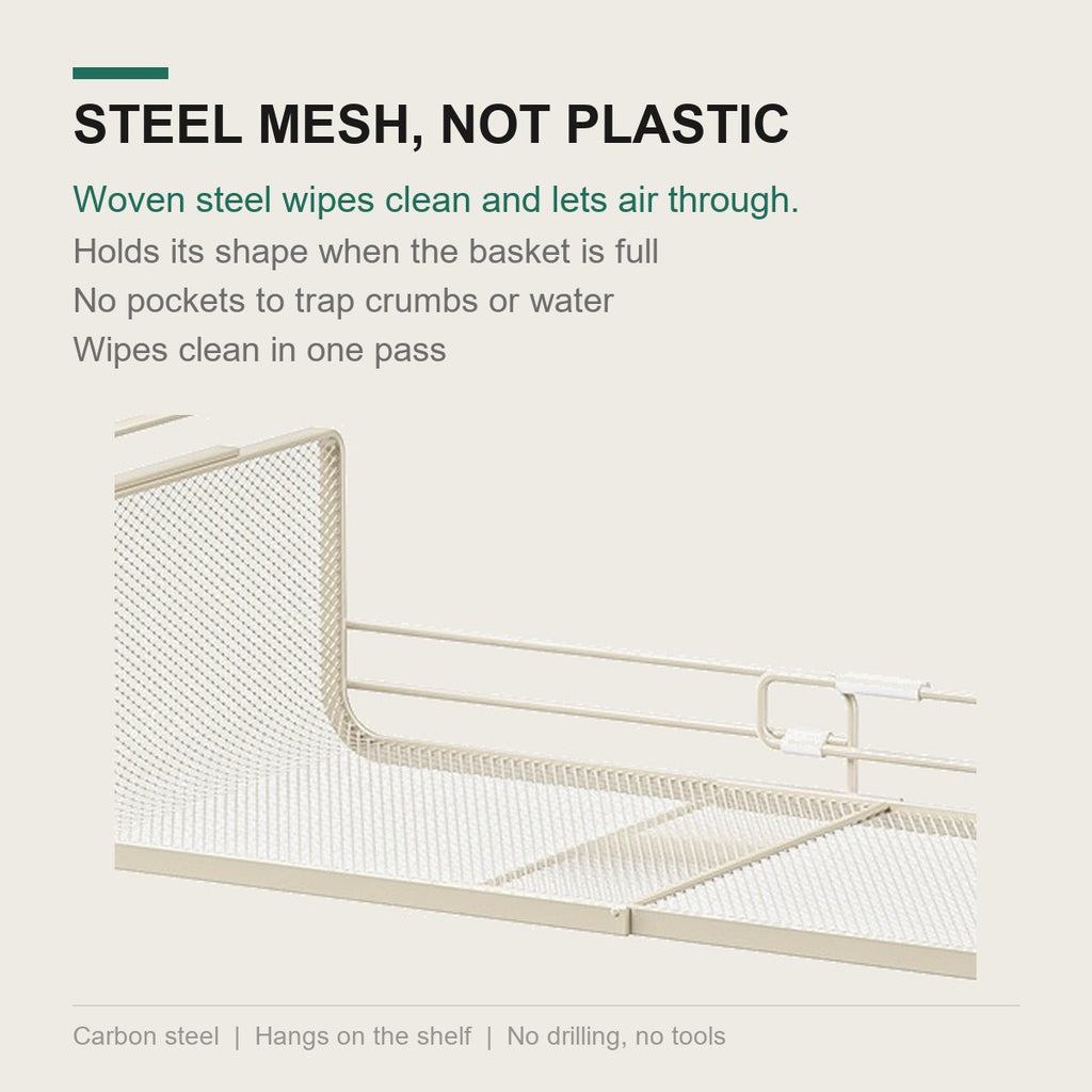 Close-up of the open steel mesh body