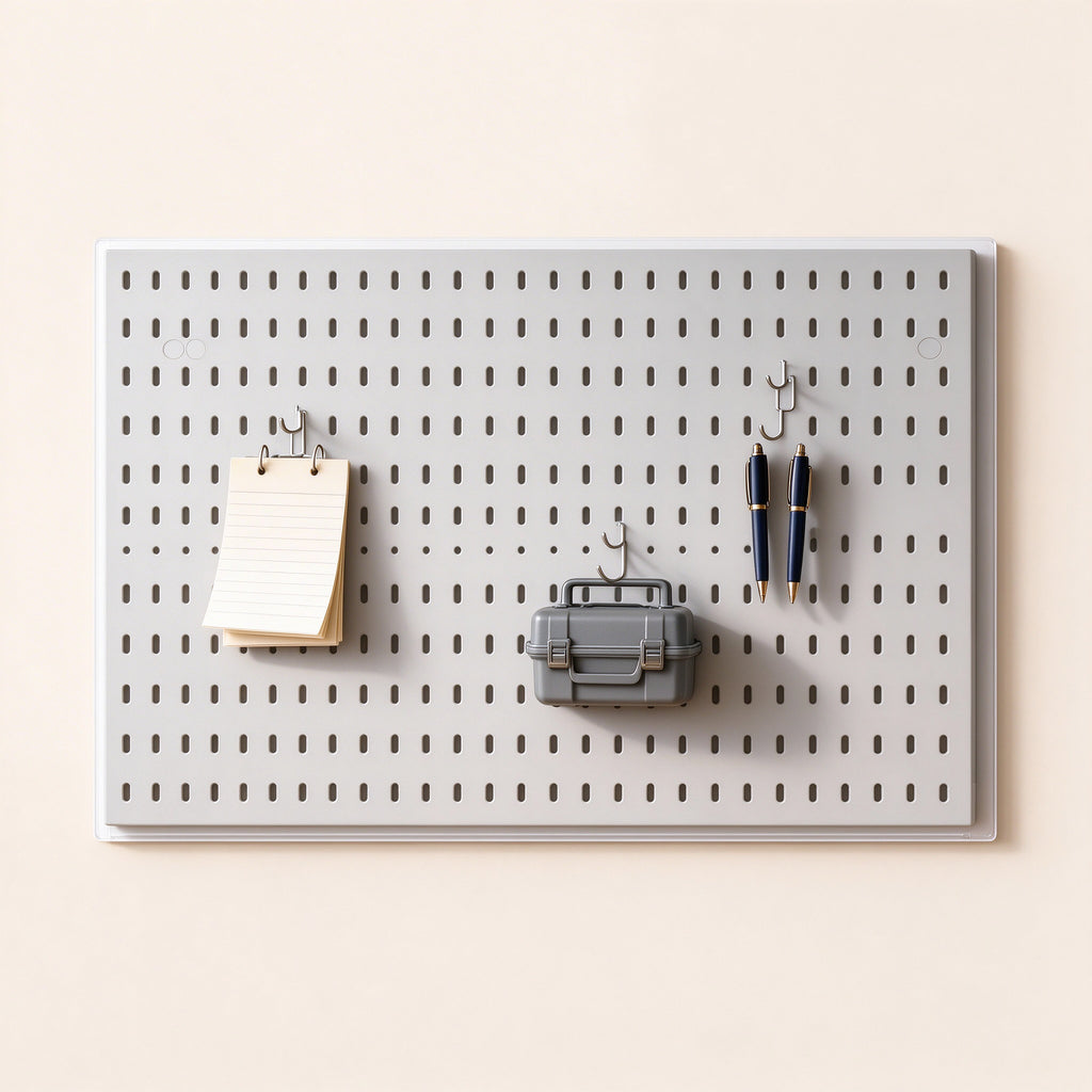 Adhesive Pegboard Panel, No-Drill Wall Board, 11.8 to 15.4 in Wide