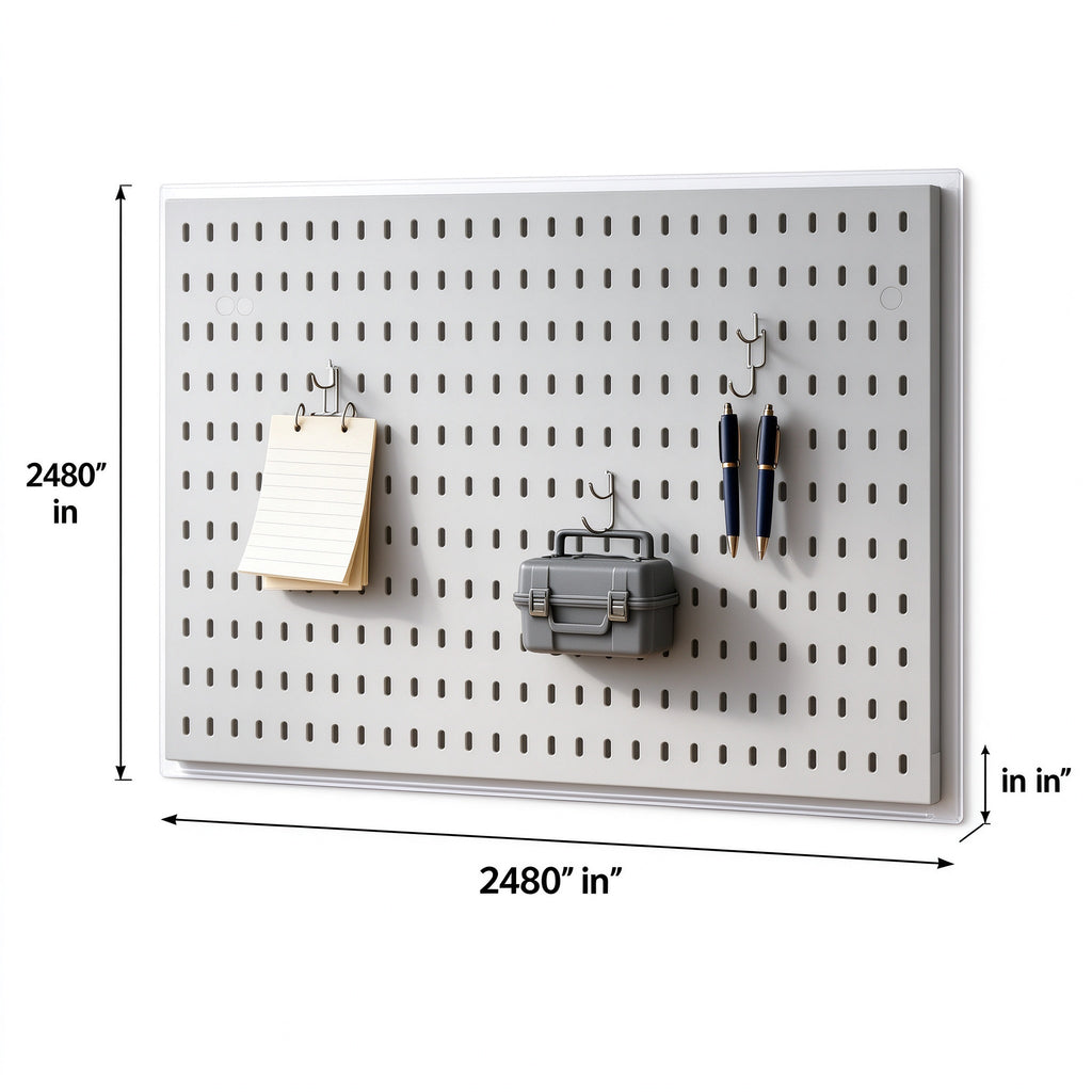 Adhesive Pegboard Panel, No-Drill Wall Board, 11.8 to 15.4 in Wide