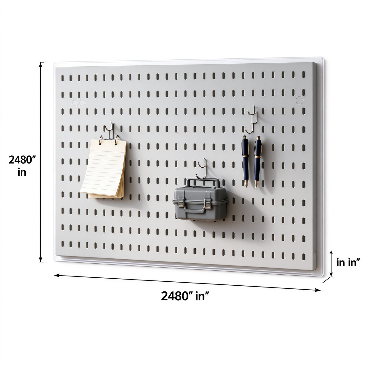 Adhesive Pegboard Panel, No-Drill Wall Board, 11.8 to 15.4 in Wide