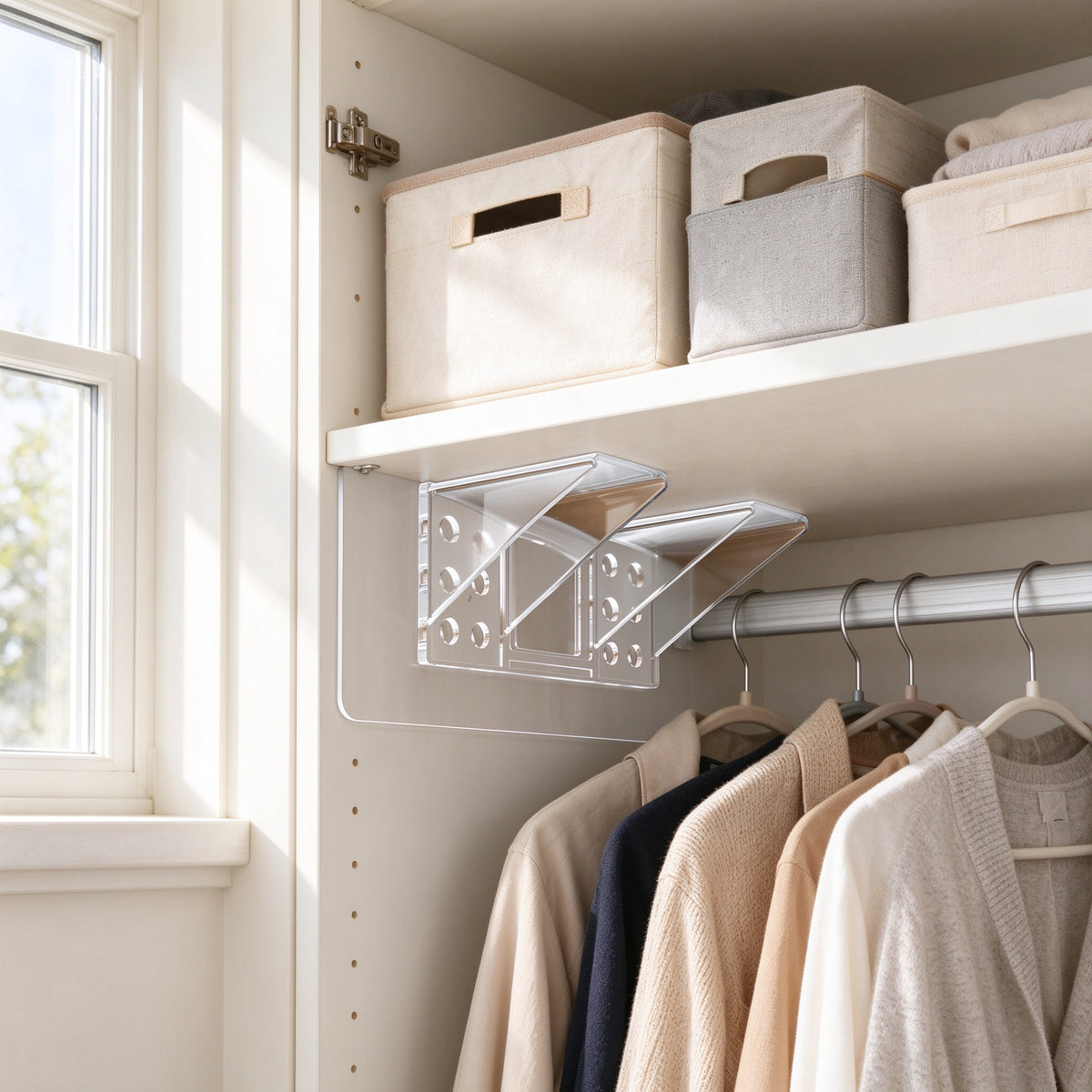 No-Drill Adhesive Shelf Brackets, 2.8 in, 4, 8 or 12 Pack