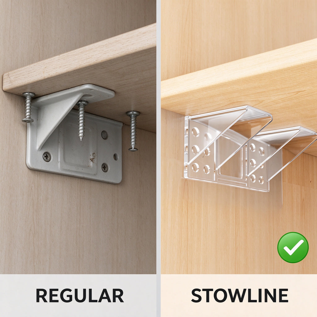 No-Drill Adhesive Shelf Brackets, 2.8 in, 4, 8 or 12 Pack