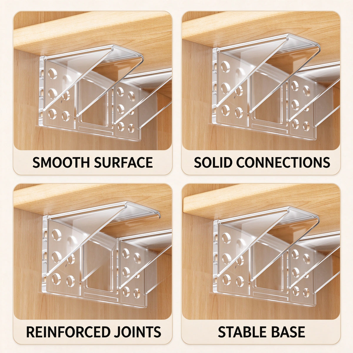 No-Drill Adhesive Shelf Brackets, 2.8 in, 4, 8 or 12 Pack
