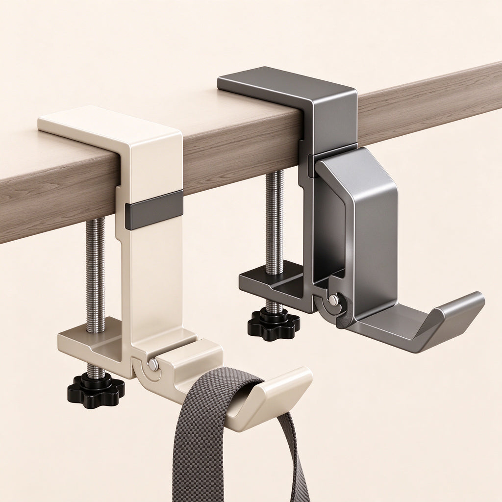 Adjustable Clamp-On Hook for Desk and Shelf Tops 0.6-2.3 in Thick