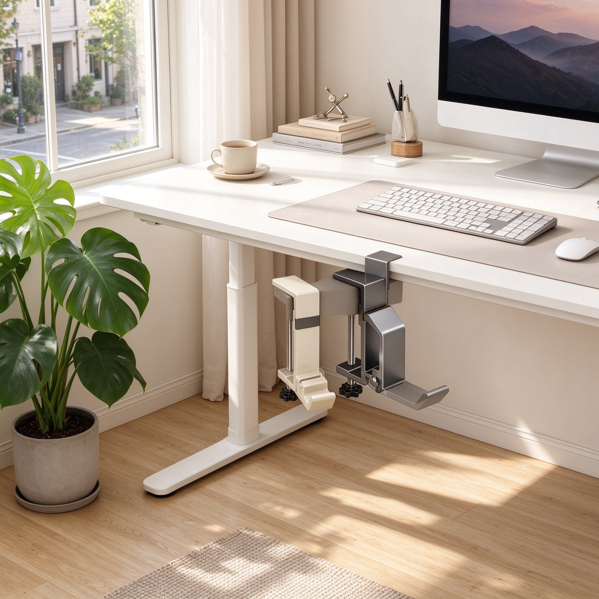 Adjustable Clamp-On Hook for Desk and Shelf Tops 0.6-2.3 in Thick