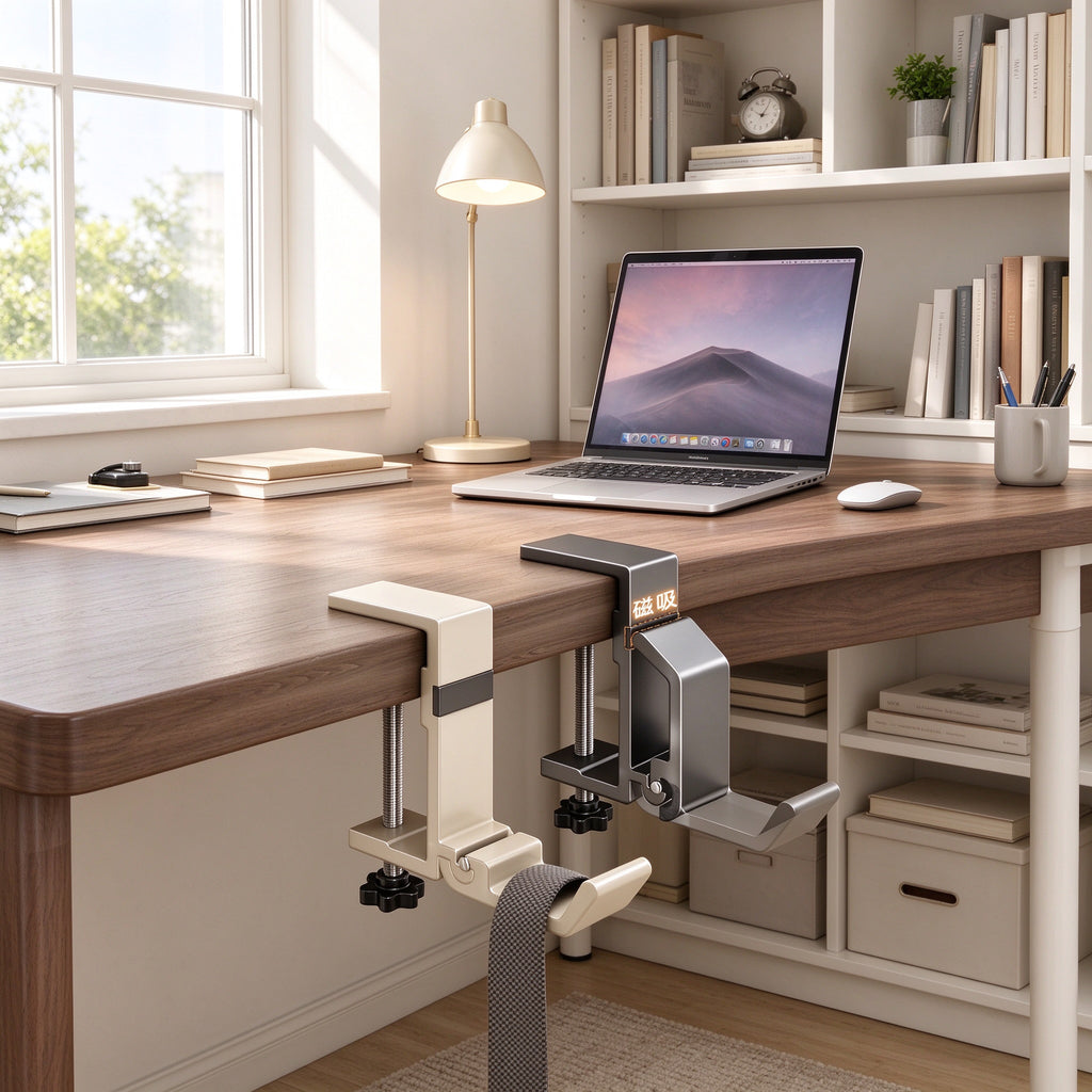 Adjustable Clamp-On Hook for Desk and Shelf Tops 0.6-2.3 in Thick