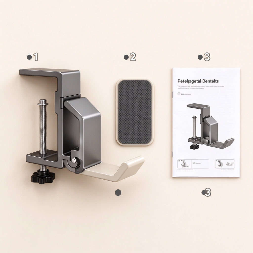 Adjustable Clamp-On Hook for Desk and Shelf Tops 0.6-2.3 in Thick