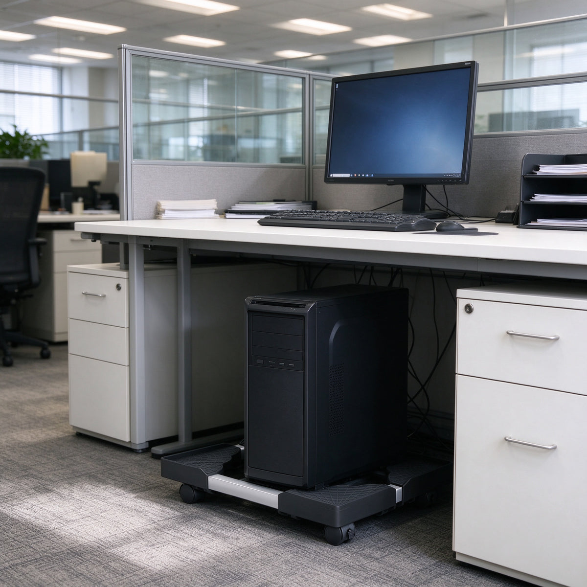 Adjustable PC Tower Caddy, 8.7-13.4 in, Plastic & Metal, Home Office