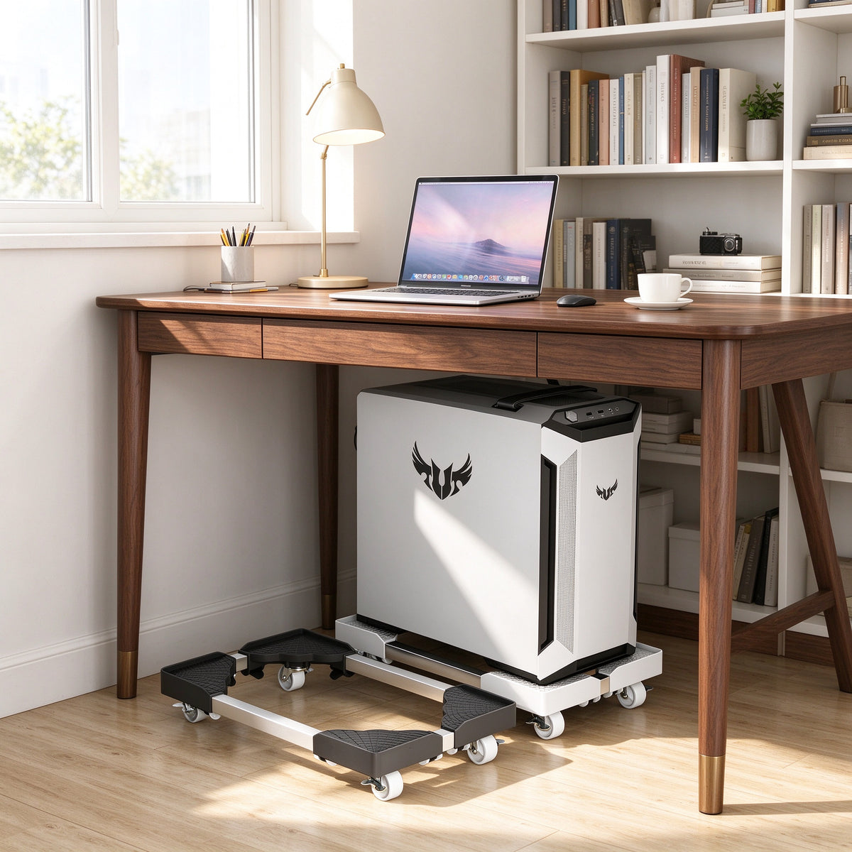 Adjustable PC Tower Caddy, 8.7-13.4 in, Plastic & Metal, Home Office