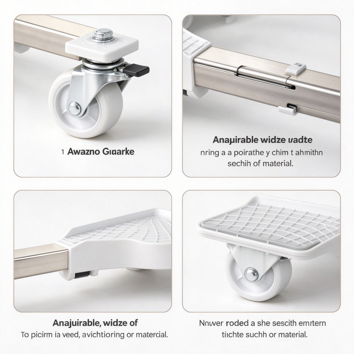Adjustable Rolling Base for Bins and Crates, 16.5-20.9 in, 4 Casters