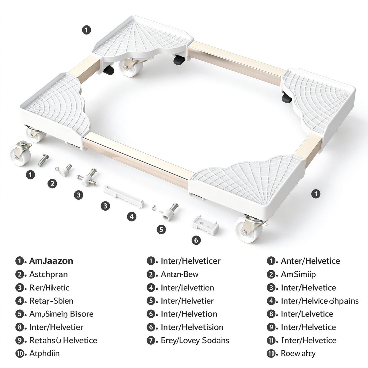 Adjustable Rolling Base for Bins and Crates, 16.5-20.9 in, 4 Casters