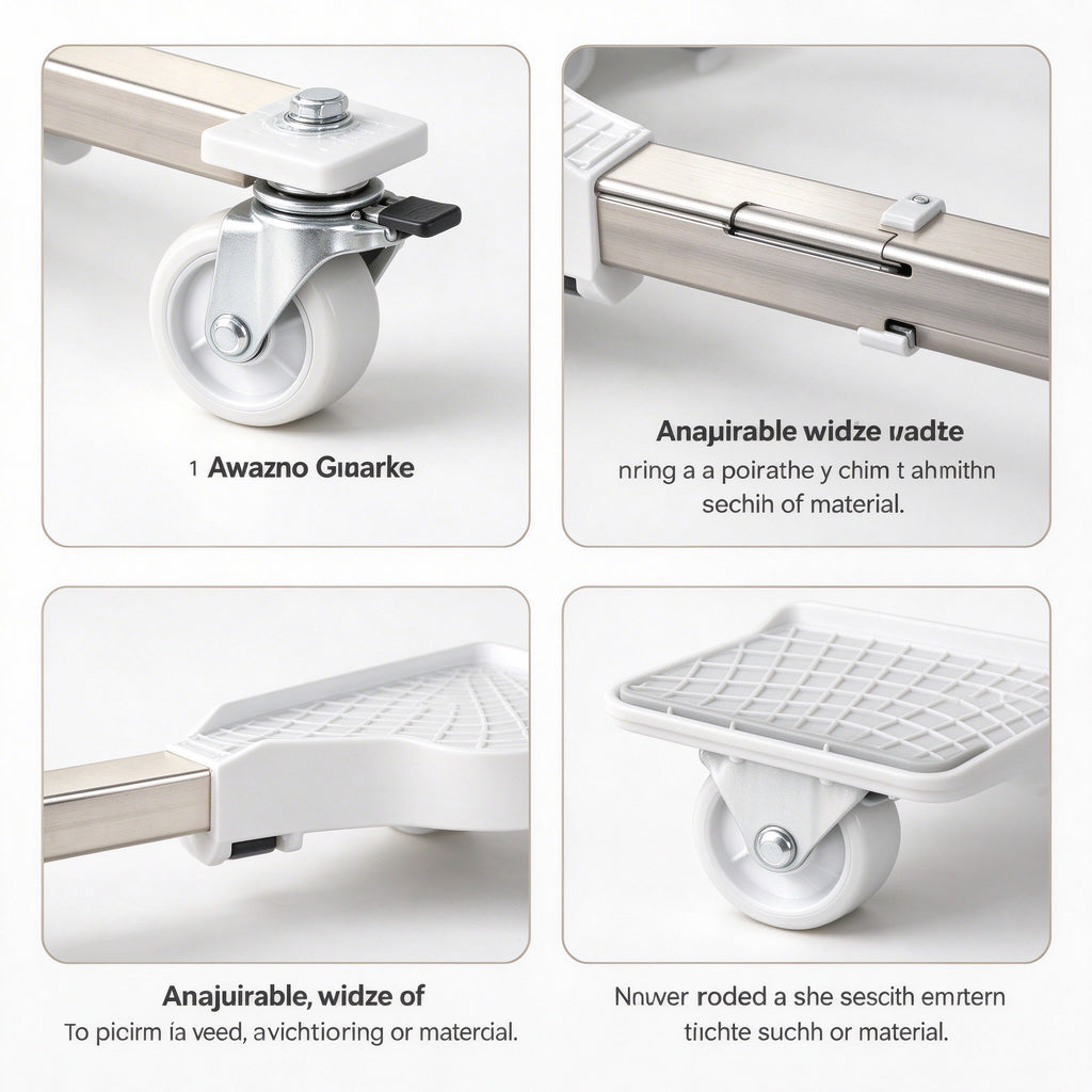 Adjustable Rolling Base for Bins and Crates, 16.5-20.9 in, 4 Casters
