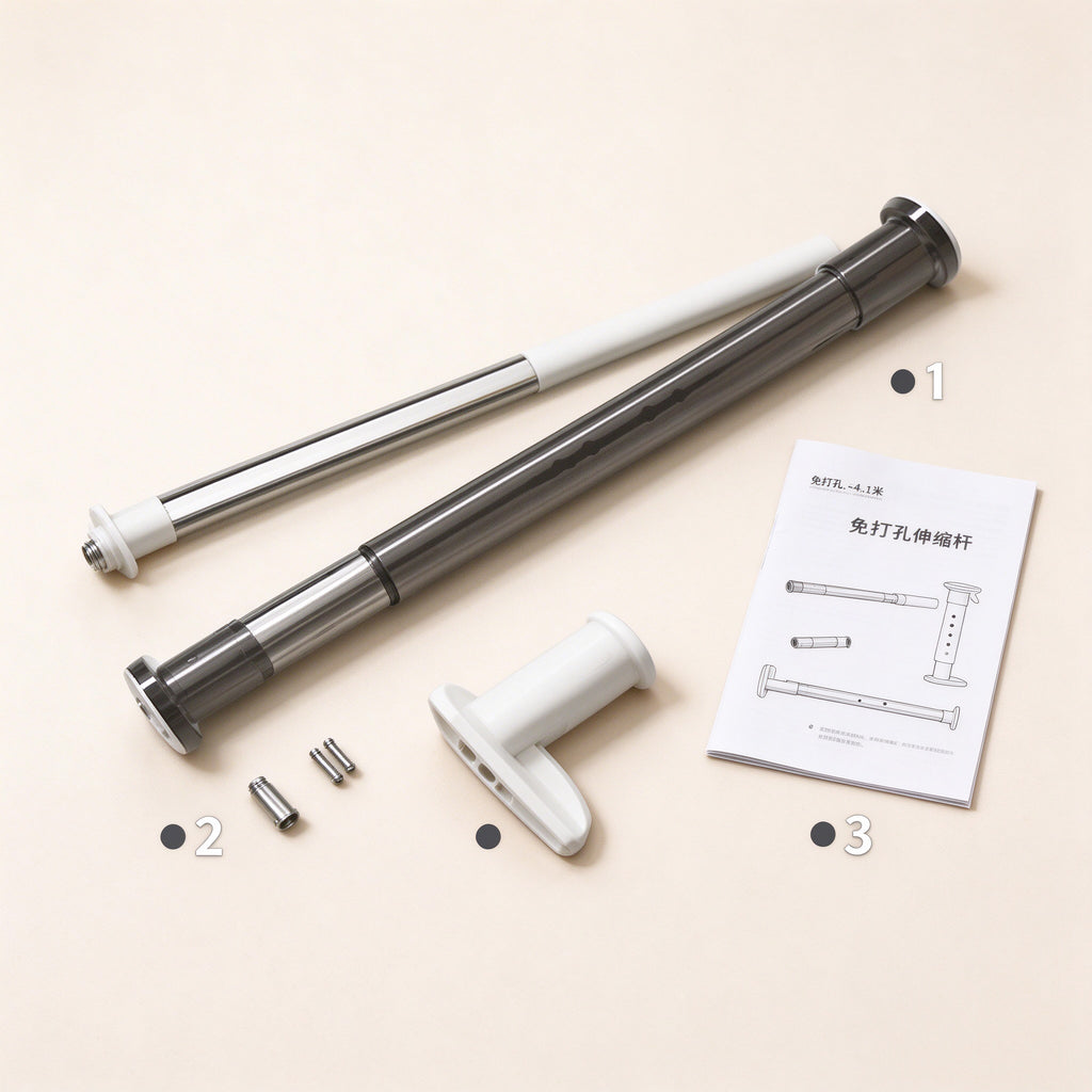 Adjustable Stainless Tension Rod, 27.6 to 82.7 in, White or Black