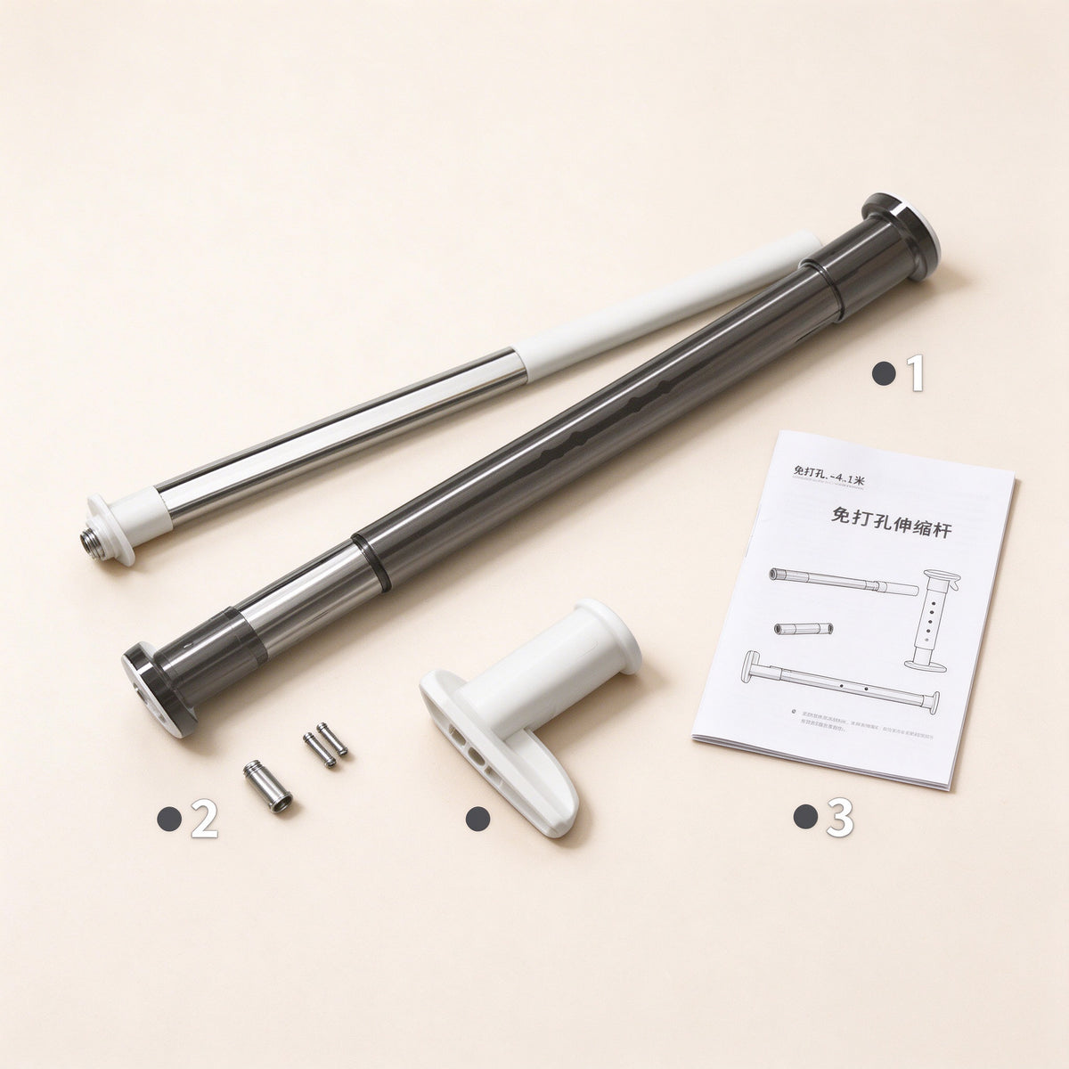 Adjustable Stainless Tension Rod, 27.6 to 82.7 in, White or Black