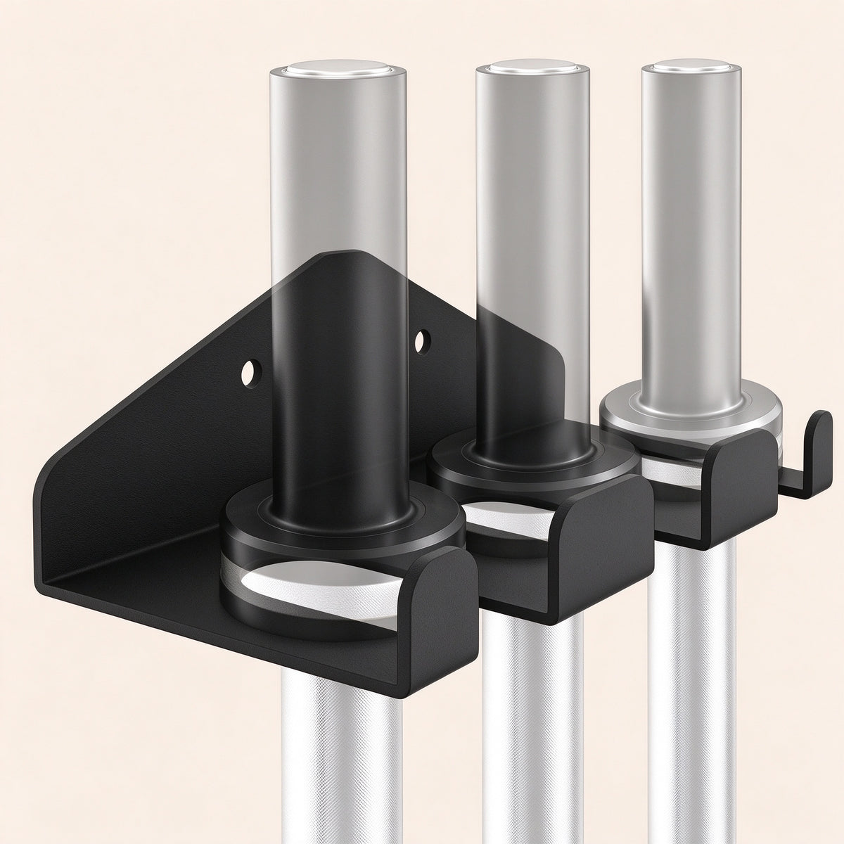 Barbell Wall Mount, 2-Slot Steel Rack, Fits 1.3 in Bar Sleeves