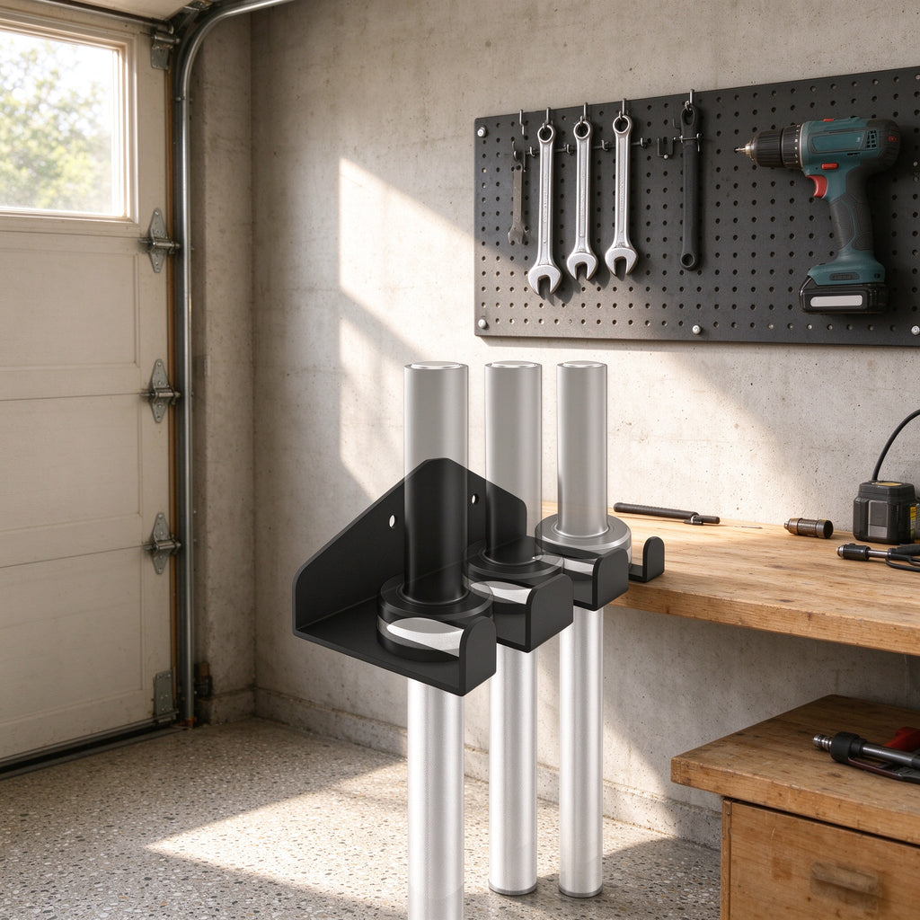 Barbell Wall Mount, 2-Slot Steel Rack, Fits 1.3 in Bar Sleeves