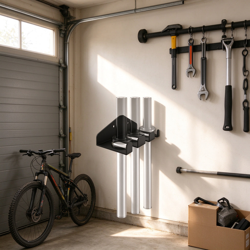 Barbell Wall Mount, 2-Slot Steel Rack, Fits 1.3 in Bar Sleeves