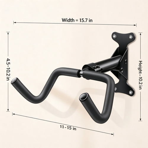 Bike Wall Mount, 360 Swivel, 11 to 15.7 in Arms, Steel