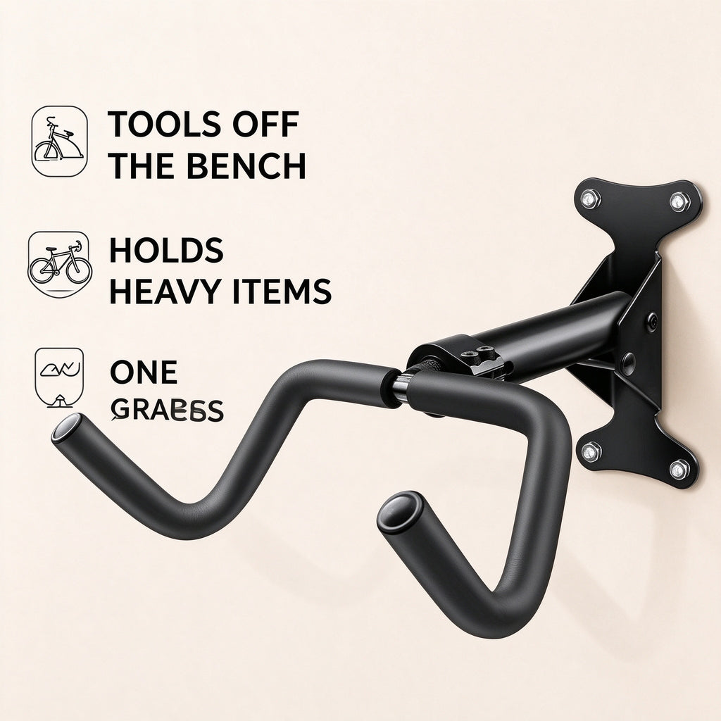 Bike Wall Mount, 360 Swivel, 11 to 15.7 in Arms, Steel