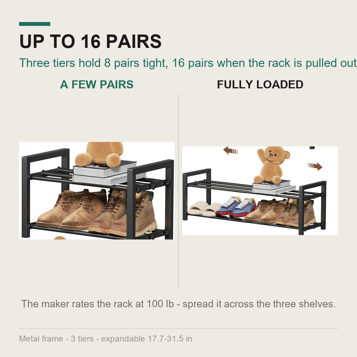 8 pairs compact beside 16 pairs fully loaded