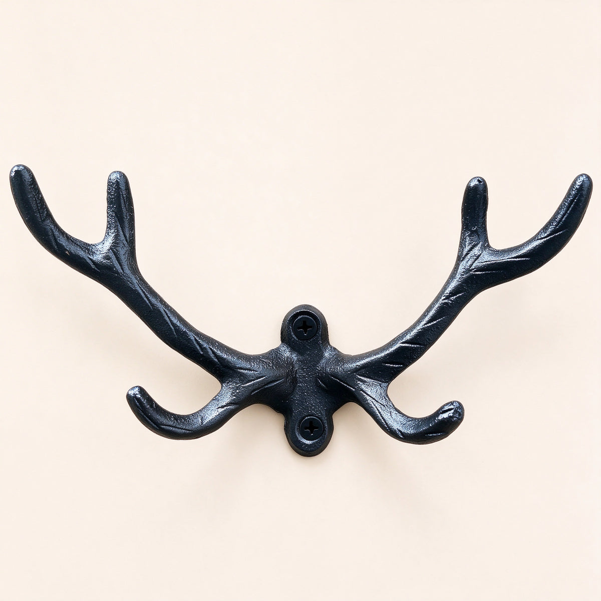 Cast Iron Antler Wall Hook, 7.9 in, Rustic Coat and Hat Hanger