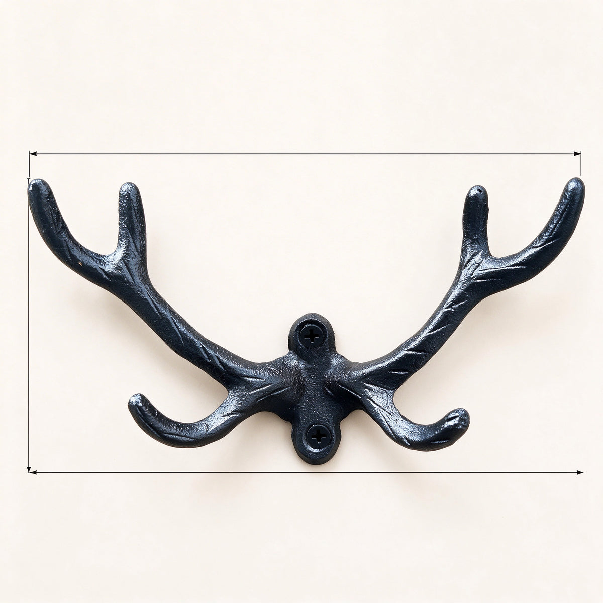 Cast Iron Antler Wall Hook, 7.9 in, Rustic Coat and Hat Hanger