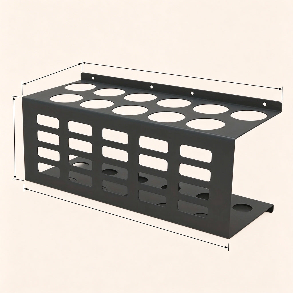 Wall-Mount Caulk Tube Rack, 12 Slots, 15.6 in Wide, Steel