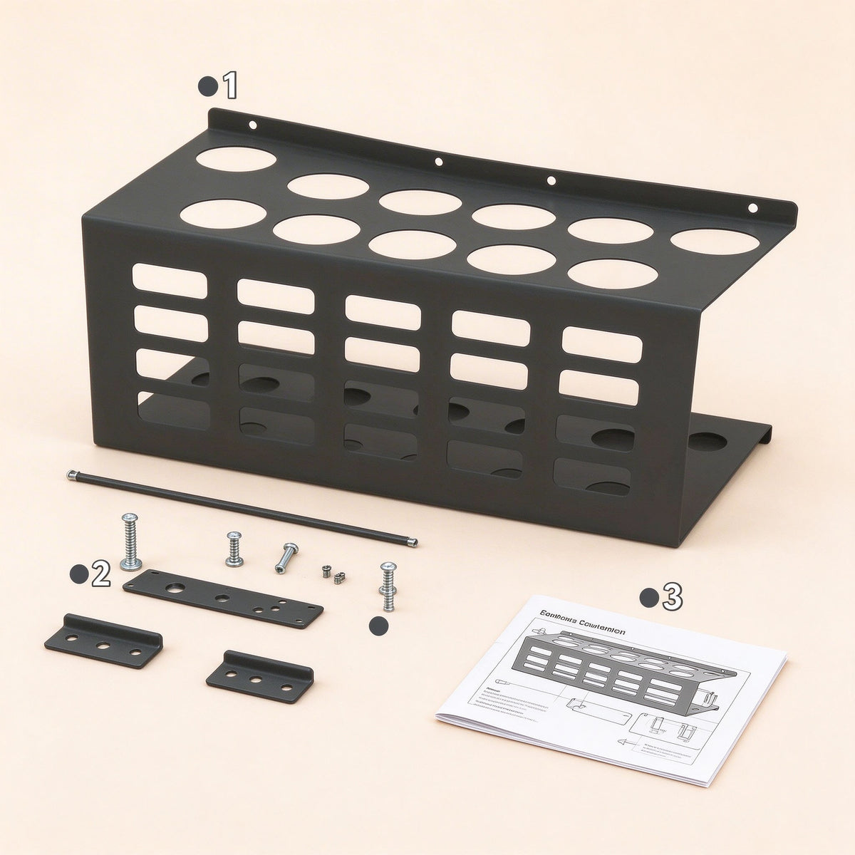 Wall-Mount Caulk Tube Rack, 12 Slots, 15.6 in Wide, Steel