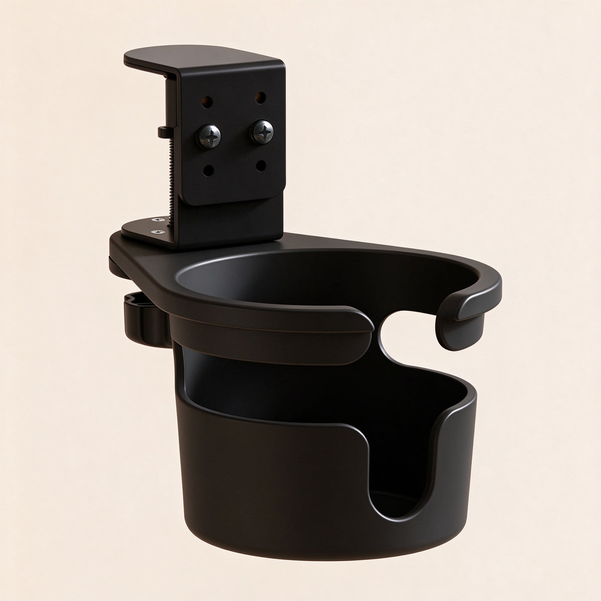 Clamp-On Cup Holder for Desk and Shelf, Fits Tops to 2.5 in