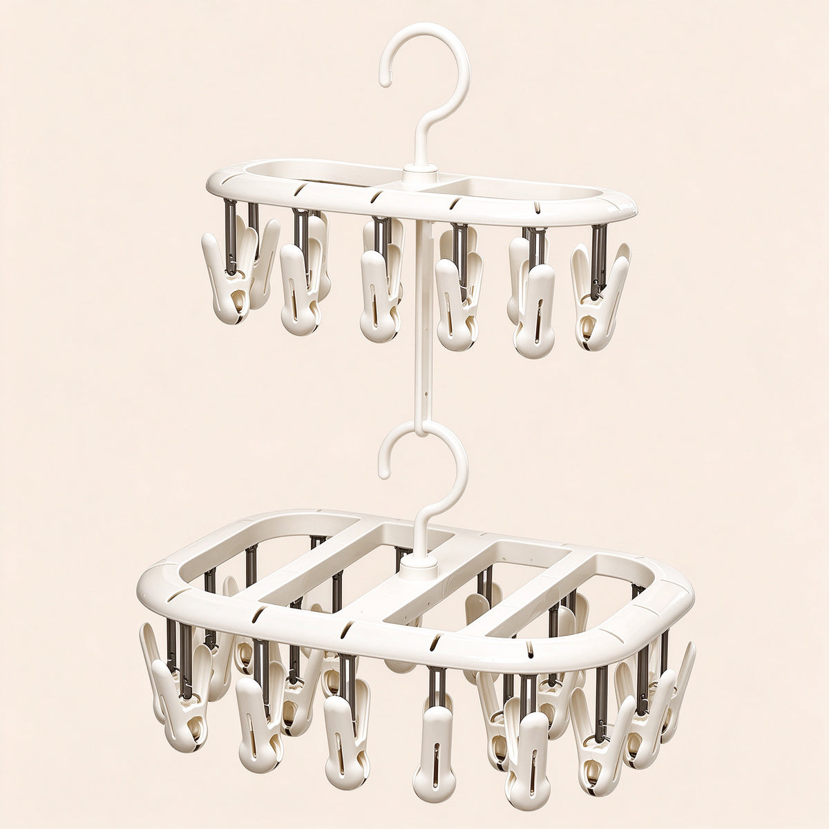 Clip Drying Rack, 12 or 20 Clips, PP Plastic, for Laundry Rooms