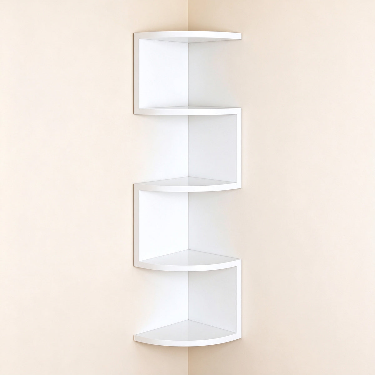 Corner Wall Shelf, 3, 5 or 7 Tier, PVC, No-Drill Adhesive