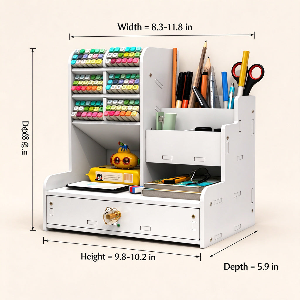 Desk Marker Organizer, 8.3 or 11.8 in Wide, Pull-Out Drawer