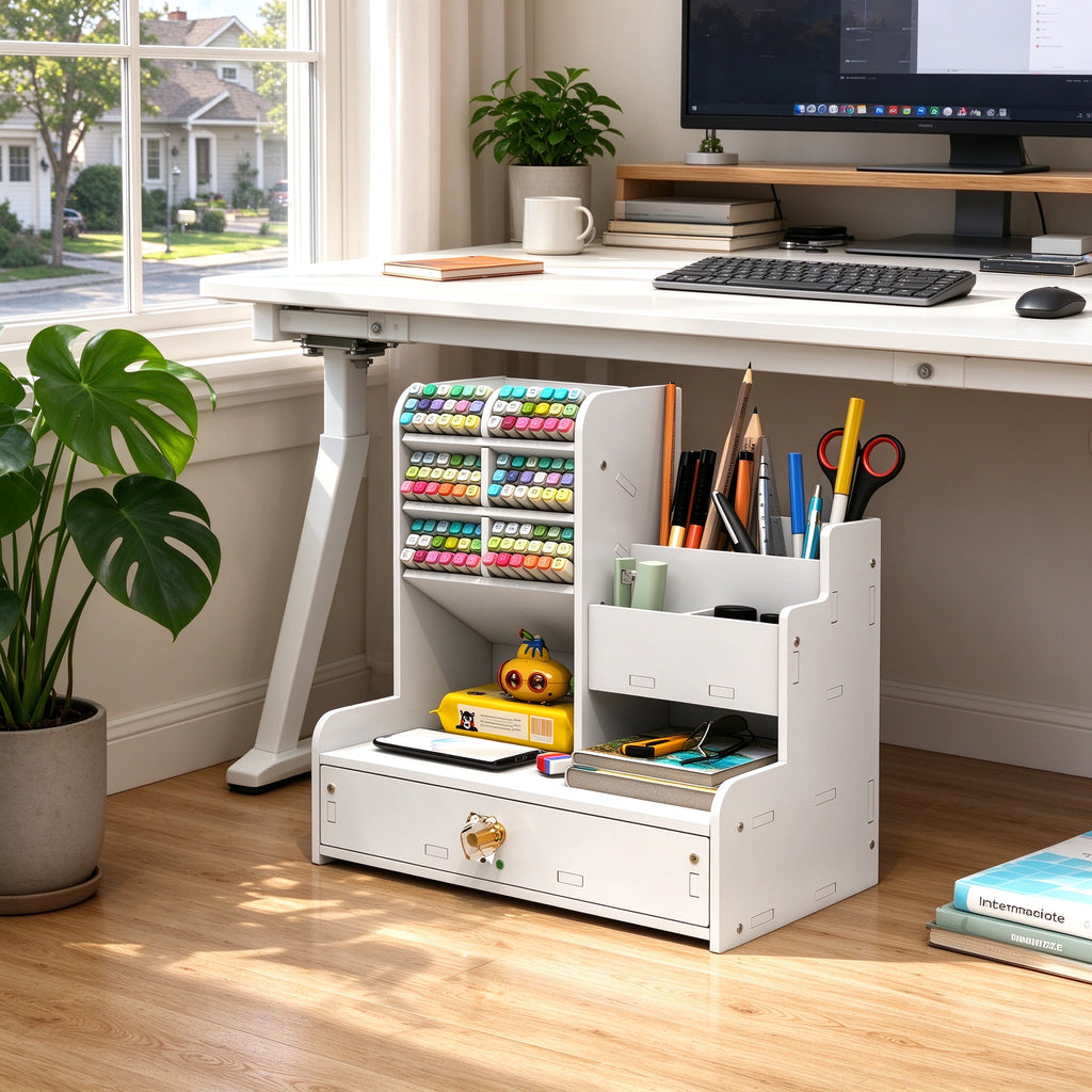 Desk Marker Organizer, 8.3 or 11.8 in Wide, Pull-Out Drawer