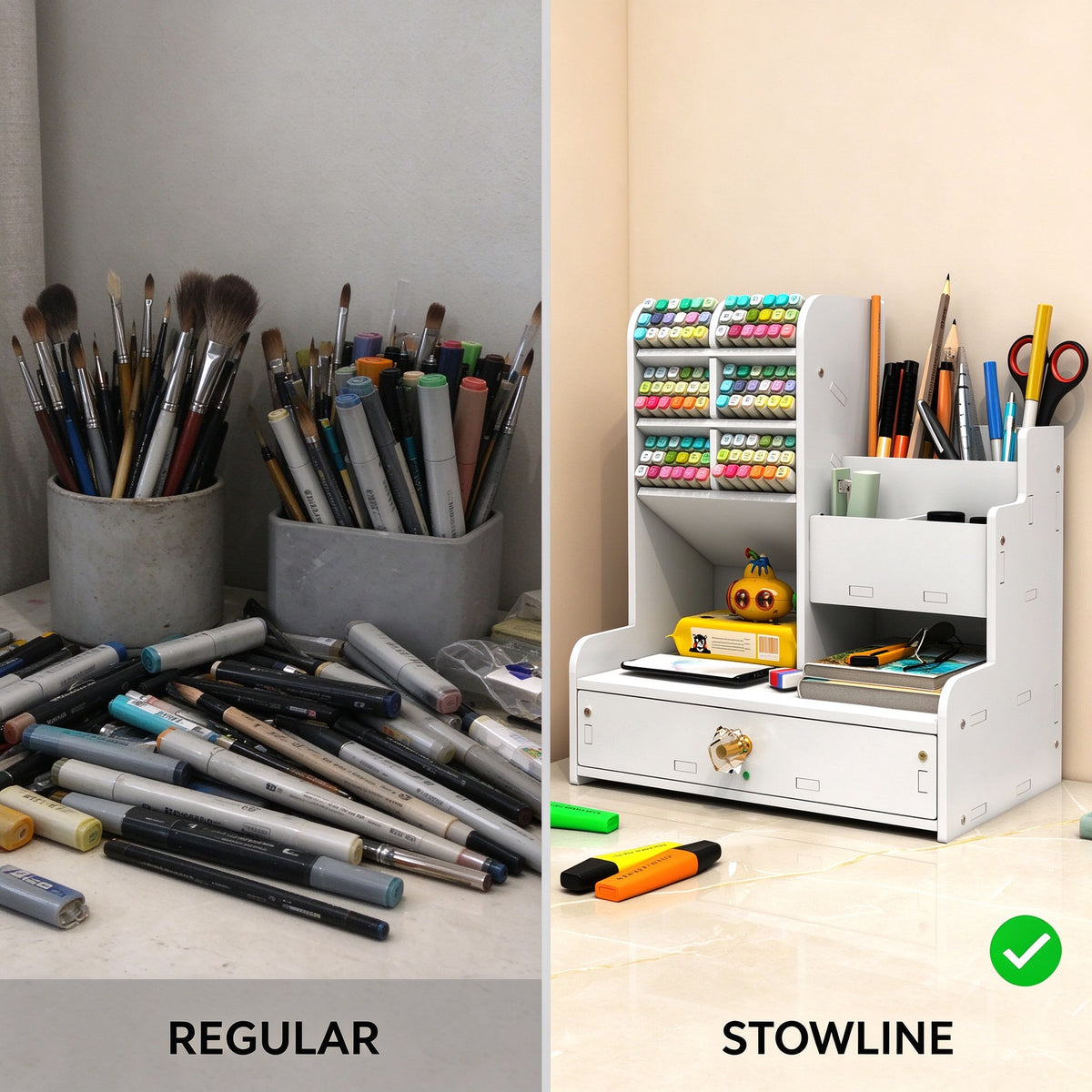 Desk Marker Organizer, 8.3 or 11.8 in Wide, Pull-Out Drawer