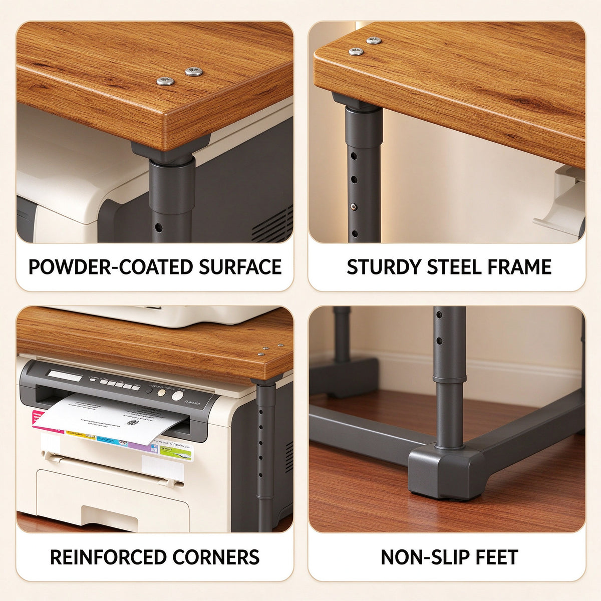 Desk Riser for Printers, 15.7 or 19.7 in Wide, Metal Frame