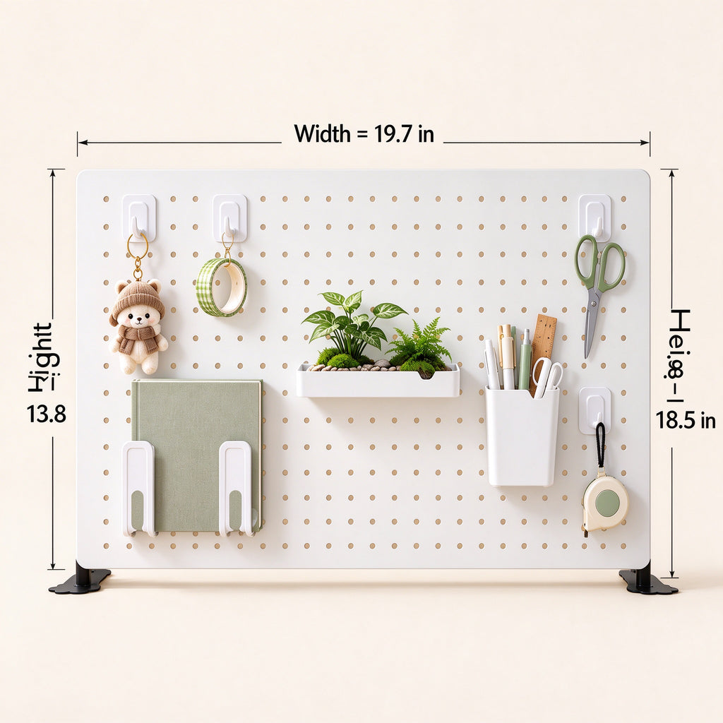 Adjustable Pegboard Desk Organizer, 15.7/23.6/31.5 in, Carbon Steel