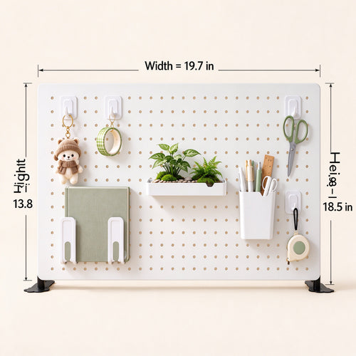Adjustable Pegboard Desk Organizer, 15.7/23.6/31.5 in, Carbon Steel