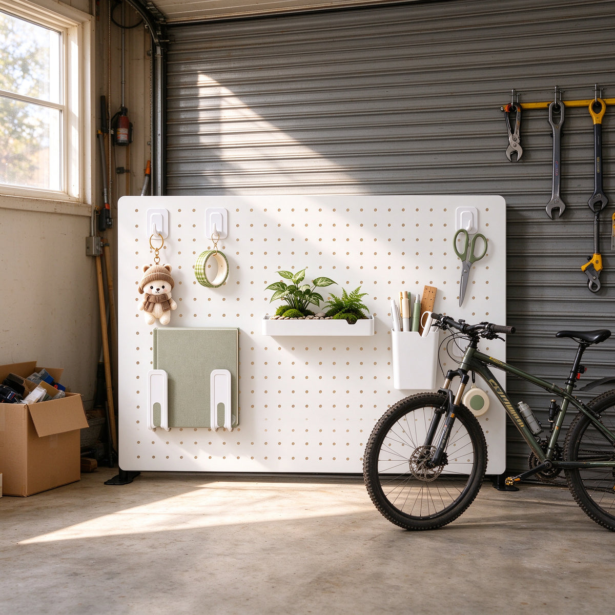 Adjustable Pegboard Desk Organizer, 15.7/23.6/31.5 in, Carbon Steel